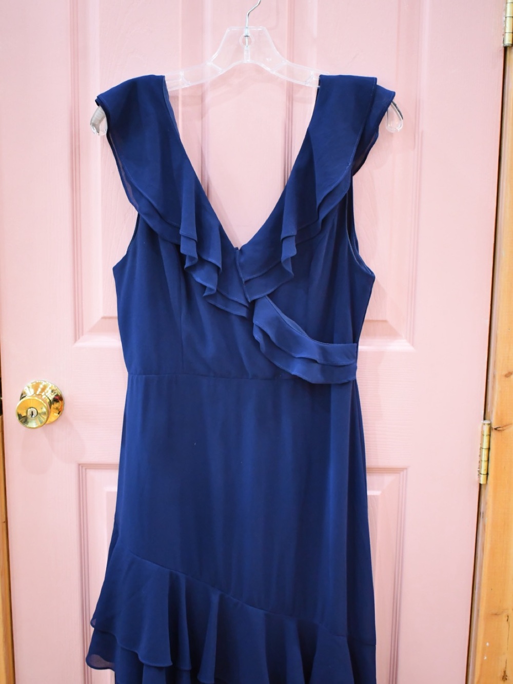 Lulu's Navy Ruffle High-Low Dress M - Picture 4 of 4